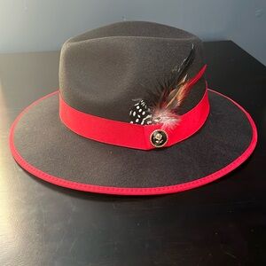 Red and Black Fedora Hat